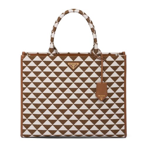 Prada Large Prada Symbole Jacquard Fabric Handbag